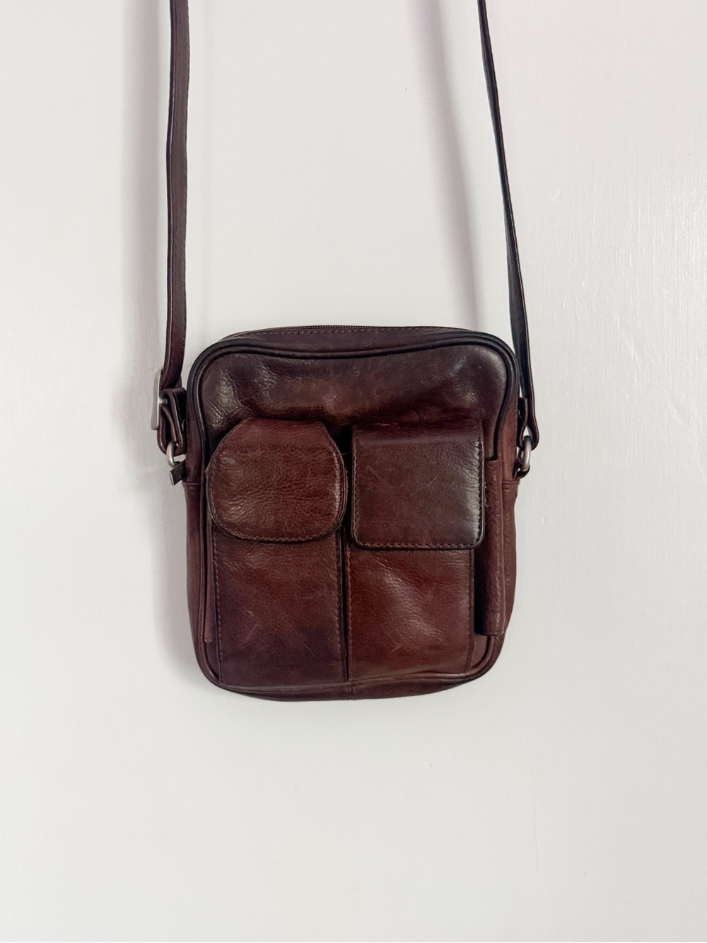 Paul & Taylor Genuine Leather Crossbody Bag in Dark Brown